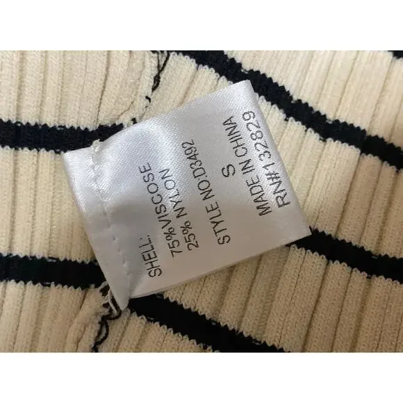 Miou Muse Women's Cream Black Stripe Ribbed Sleeveless Maxi Tank Dress Size S - Picture 6 of 6